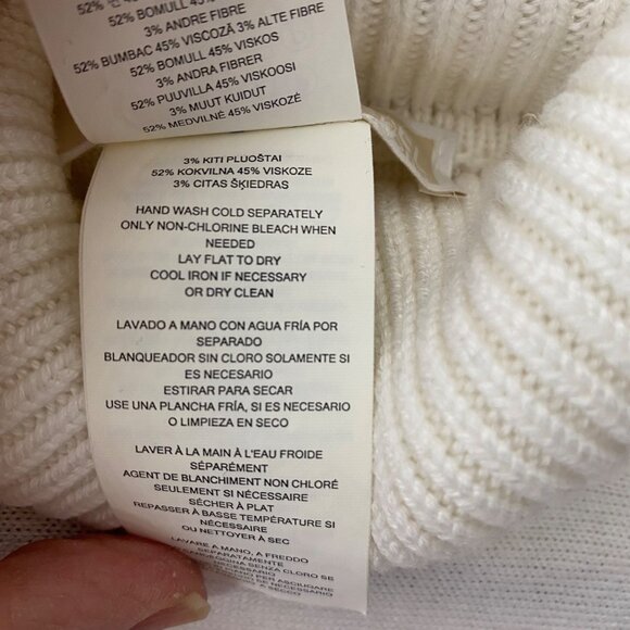 Michael KorsTurtleneck Poncho Sweater Womens XL White Cotton Blend Relaxed - Picture 9 of 12